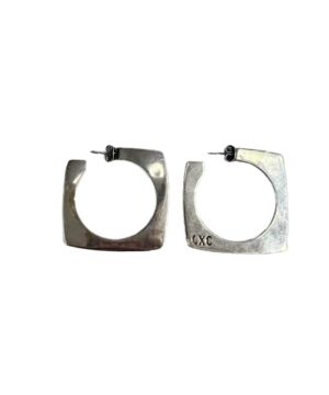 Silver Earrings Open Square Hoops